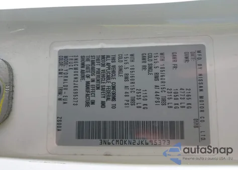 2018 Nissan Nv200 S from USA, damaged, VIN 3N6CM0KN2JK695373